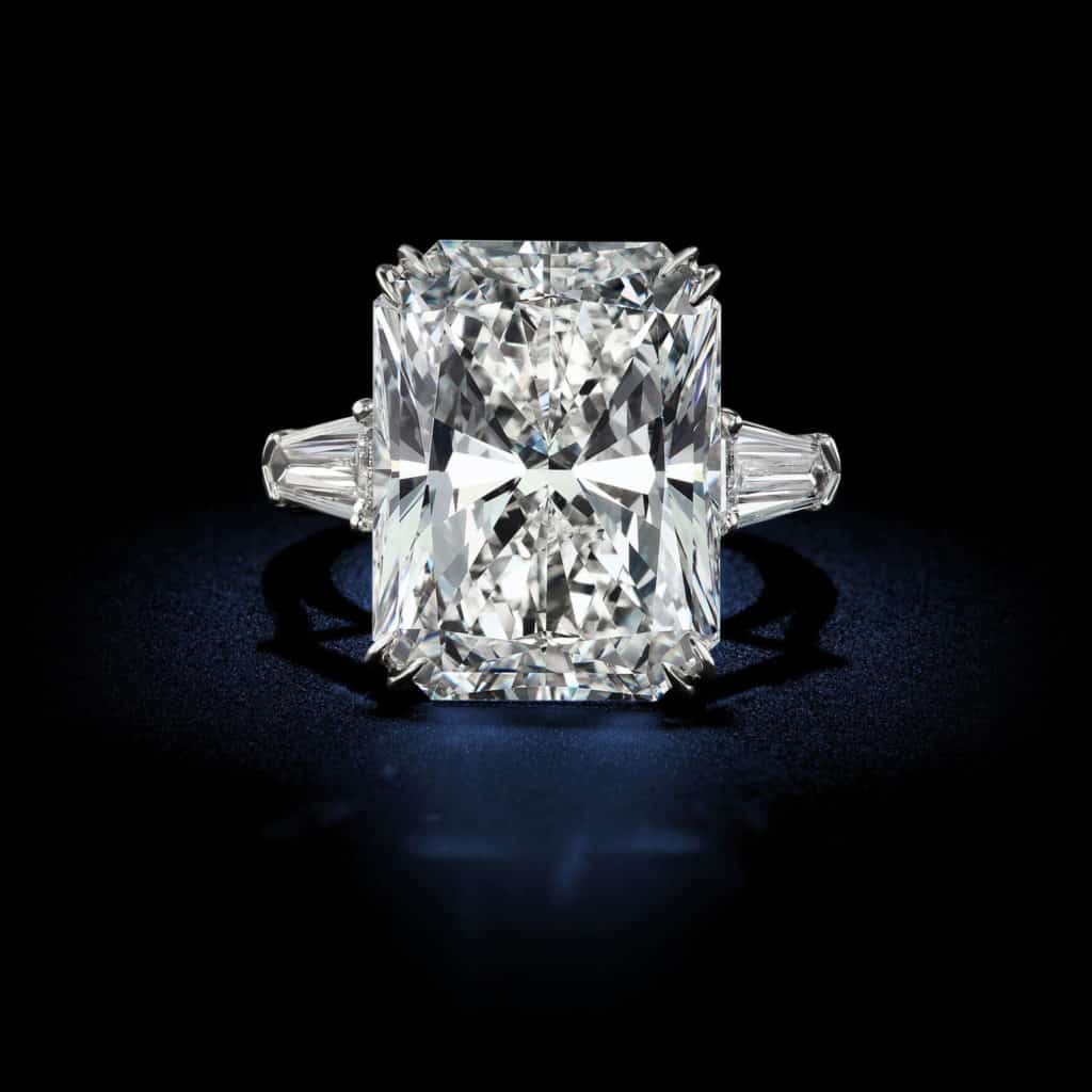 Radiant cut diamond ring setting