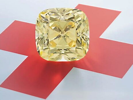 Yellow diamond red cross