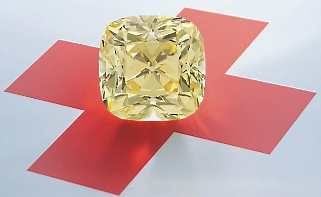 Yellow diamond red cross