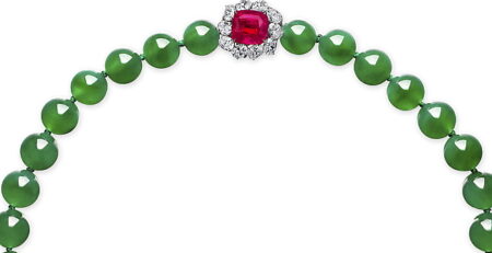 Diamond ruby jadeite necklace