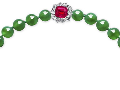 Diamond ruby jadeite necklace