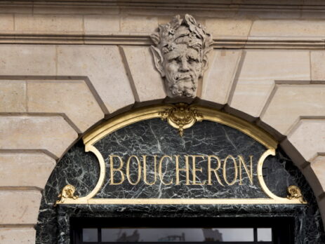Boucheron logo on Boucheron store. Boucheron a French luxury jewellery and watches house located in Paris on Place Vendôme